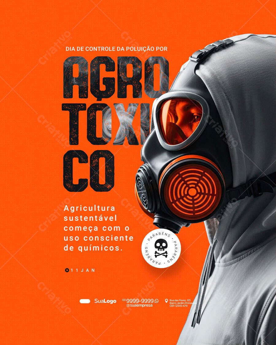 Post Dia Controle Poluição Agrotóxico PSD Editável
