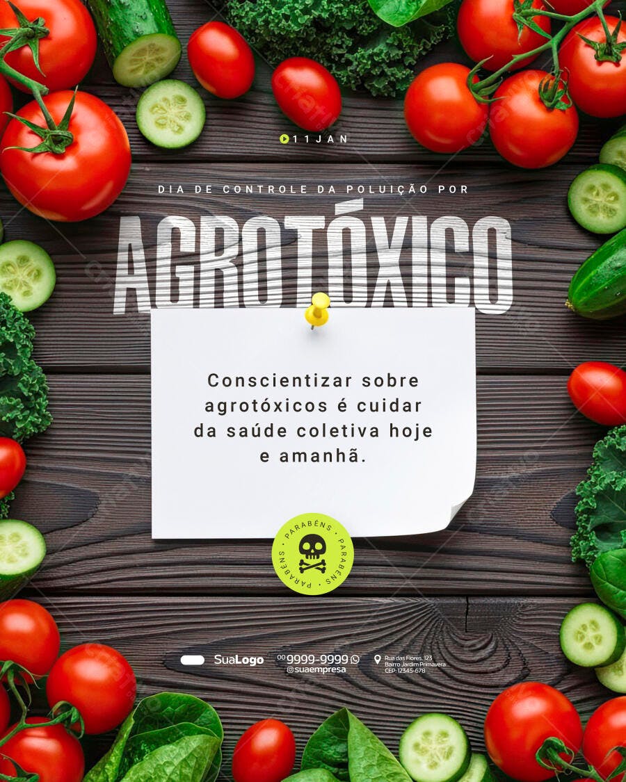 Post Instagram Dia Controle Poluição Agrotóxico PSD Editável