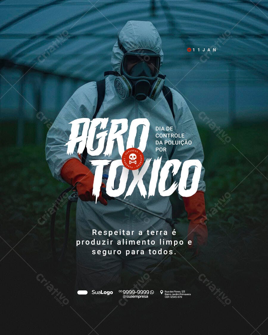 Post Instagram Dia Controle Poluição Agro Tóxico PSD Editável