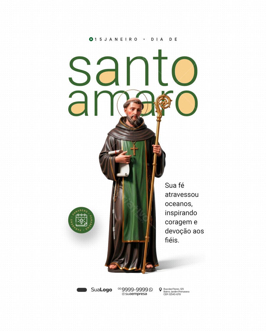 Post Instagram Dia de Santo Amaro 15 de Janeiro PSD Editável