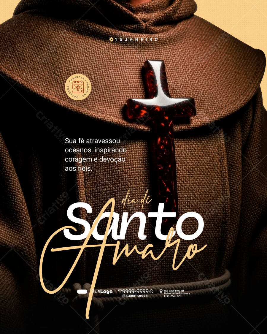 Post Dia de Santo Amaro Janeiro PSD Editável