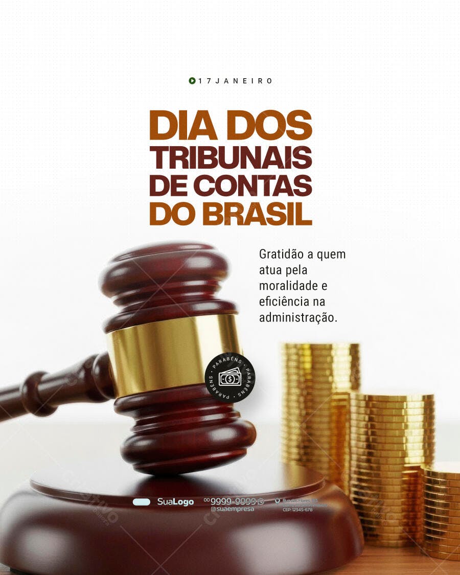 Post Dia dos Tribunais de Contas do Brasil PSD Editável
