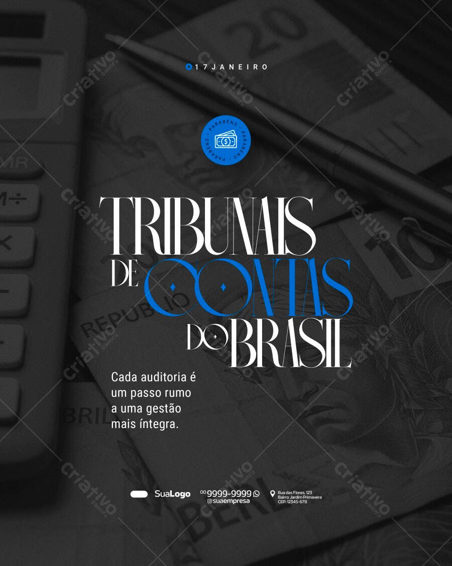 Post Instagram Tribunais de Contas Brasil PSD Editável