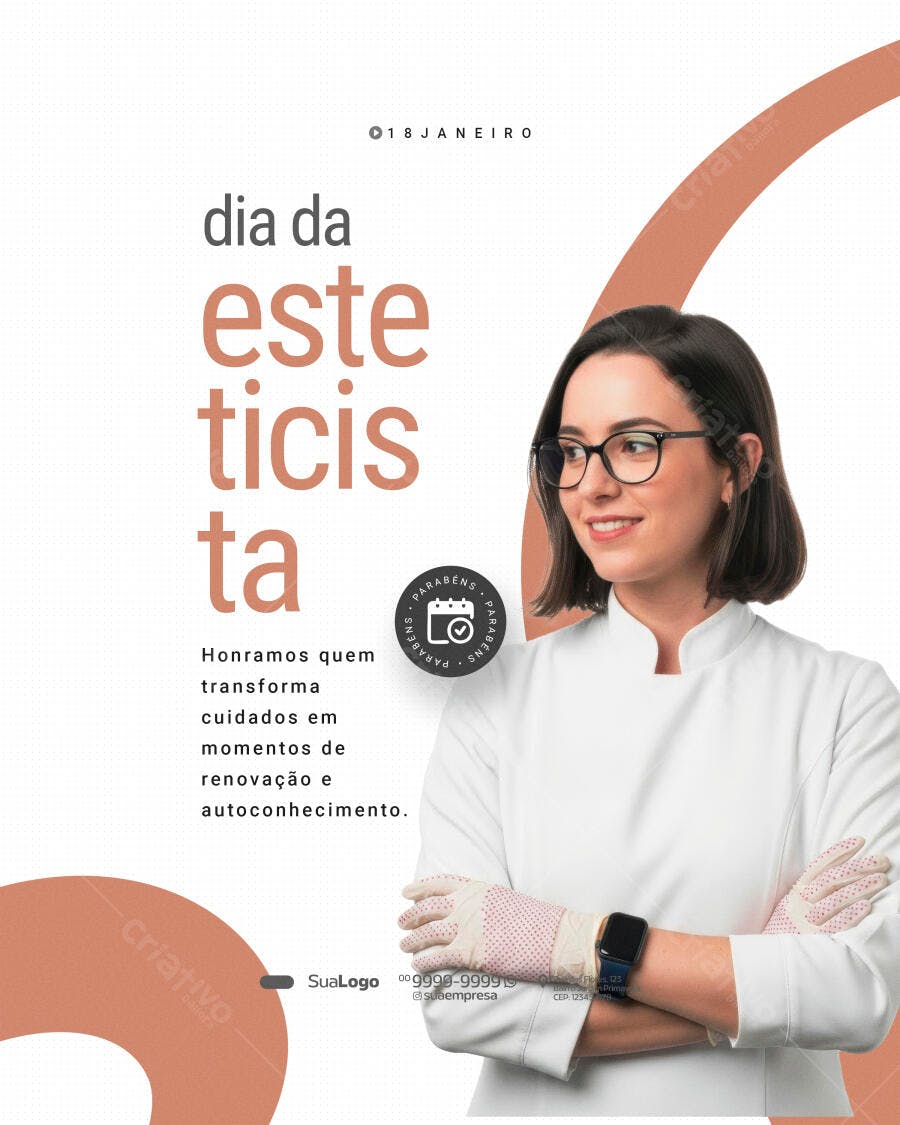 Post Instagram Dia da Esteticista 18 de Janeiro PSD Editável