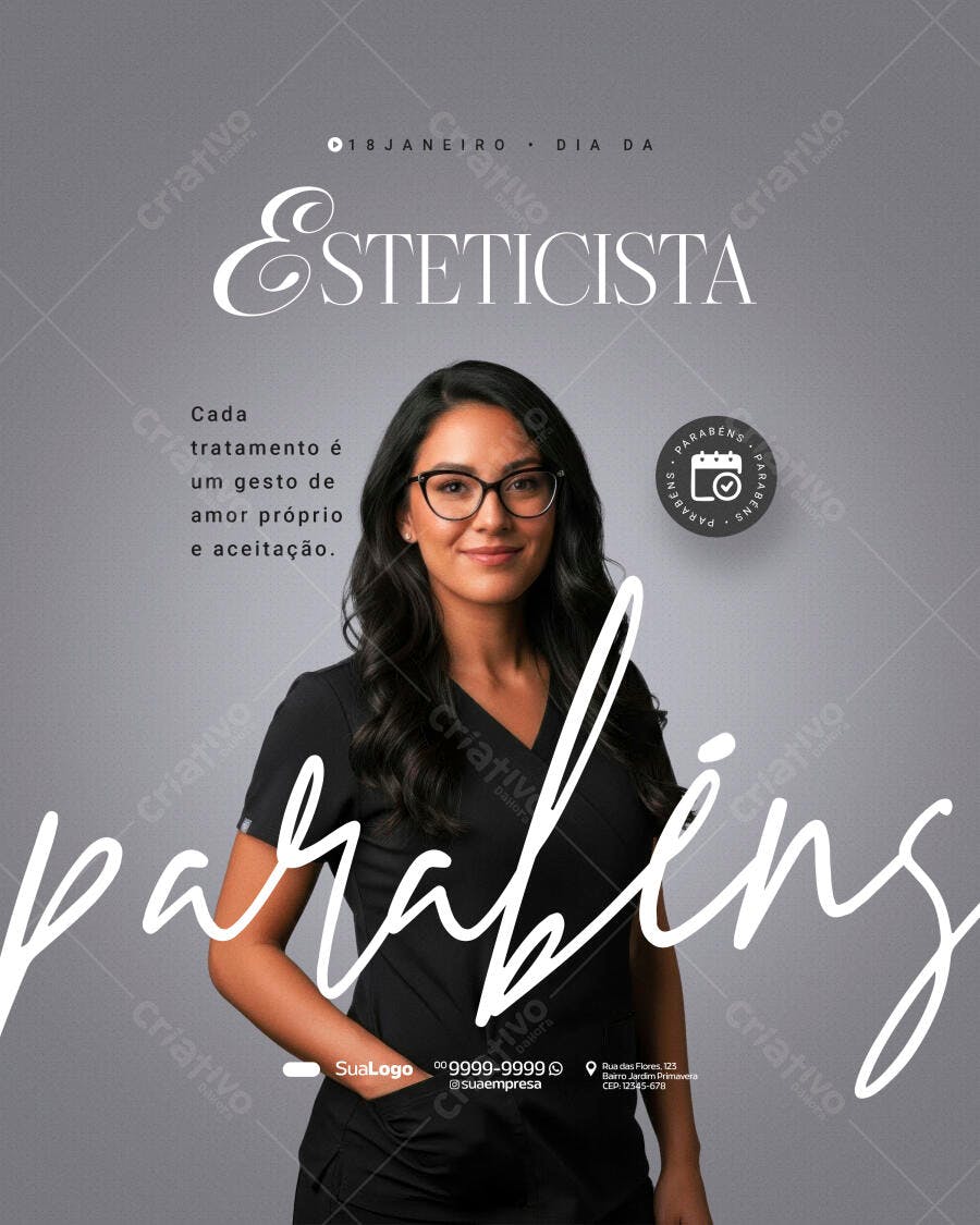 Post Instagram Dia da Esteticista 19 de Janeiro PSD Editável