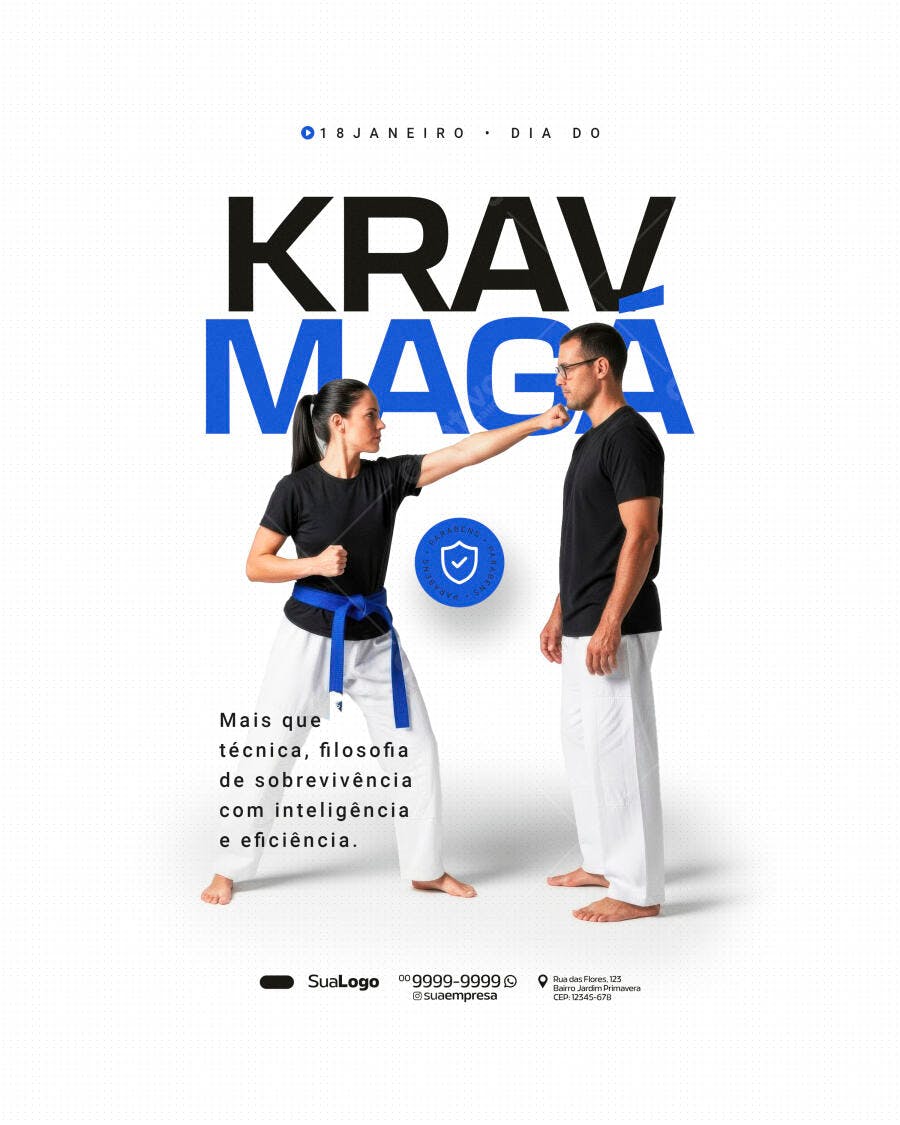 Flyer Krav Maga Dia 18 de Janeiro Academia PSD Editável