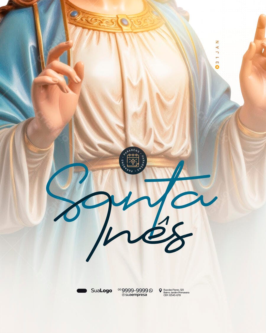 Flyer Santa Inês Igreja Católica PSD Editável