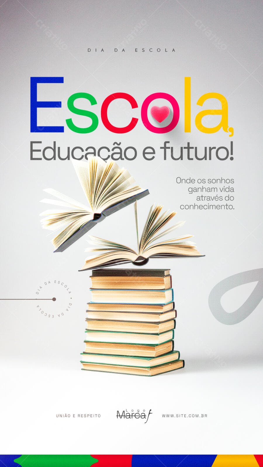 Story Dia da Escola Educação Livros PSD Editável