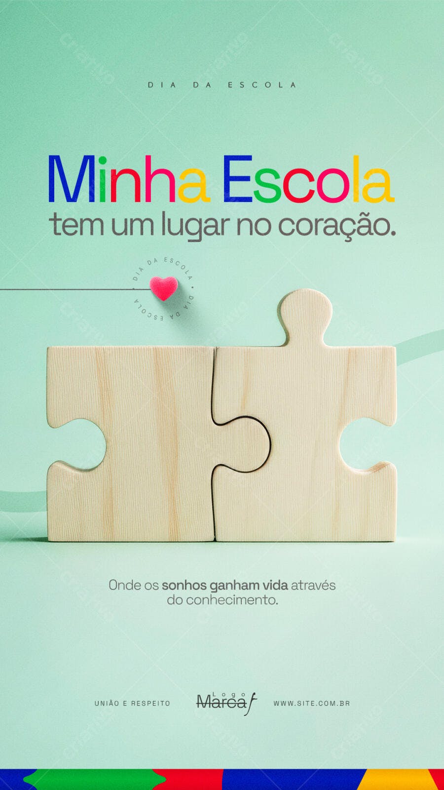 Post Instagram Dia da Escola Quebra-Cabeça PSD Editável