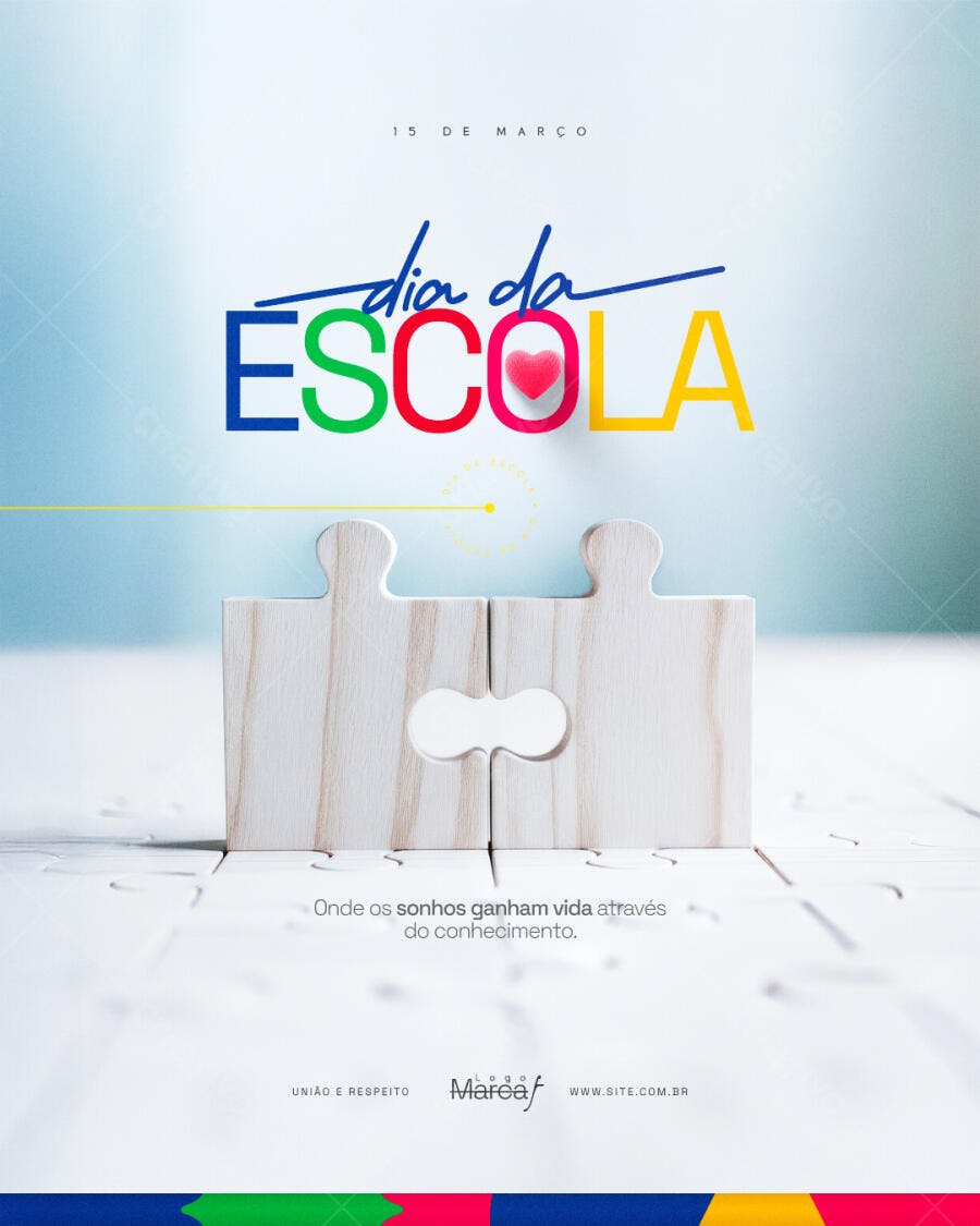 Post Instagram Dia da Escola Educação PSD Editável