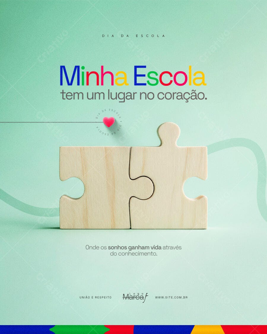 Post Dia da Escola Educação Quebra-Cabeça PSD Editável
