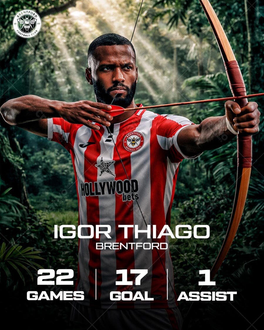 Post Instagram Futebol Jogador Brentford PSD Editável