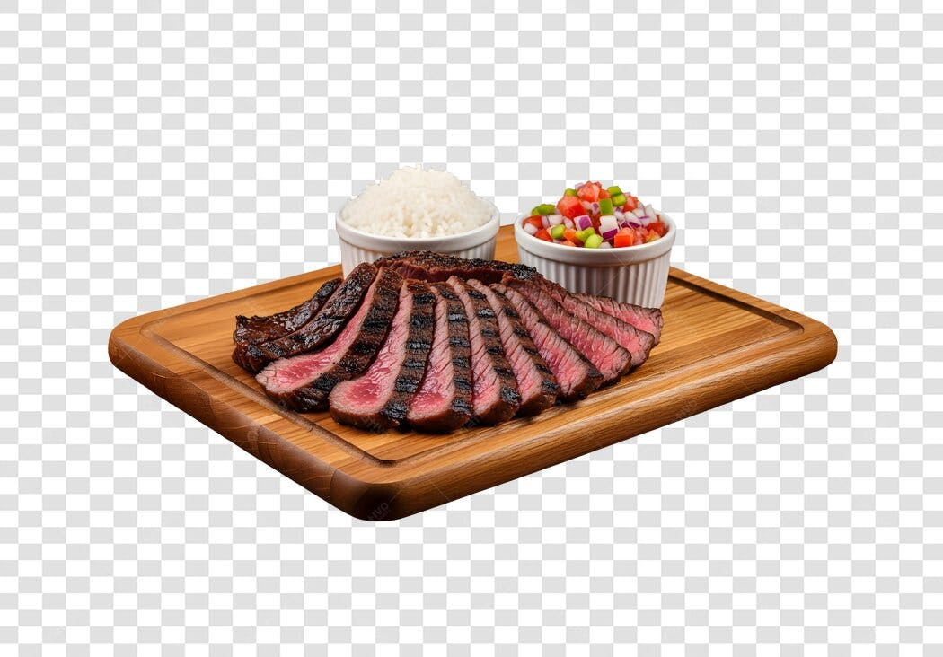 Foto Recortada Picanha Fatiada Arroz Vinagrete PNG Fundo Transparente
