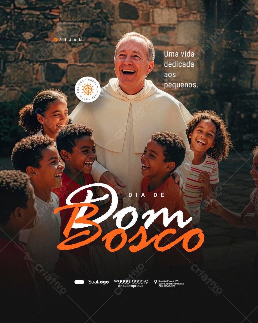 Post Instagram Dia de Dom Bosco 31 de Janeiro PSD Editável