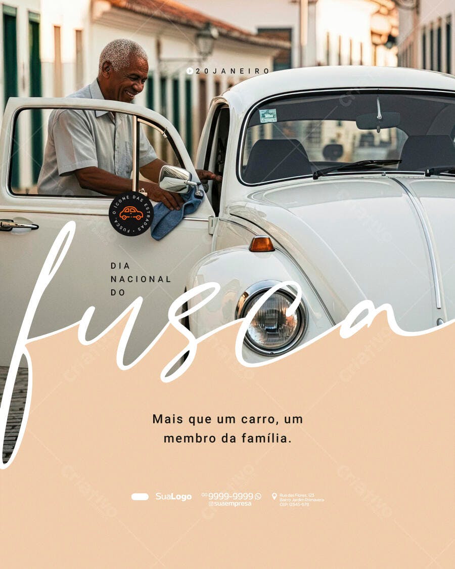 Post Instagram Dia Nacional do Fusca PSD Editável