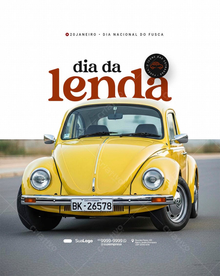 Post Dia Nacional do Fusca 30 de Janeiro PSD Editável
