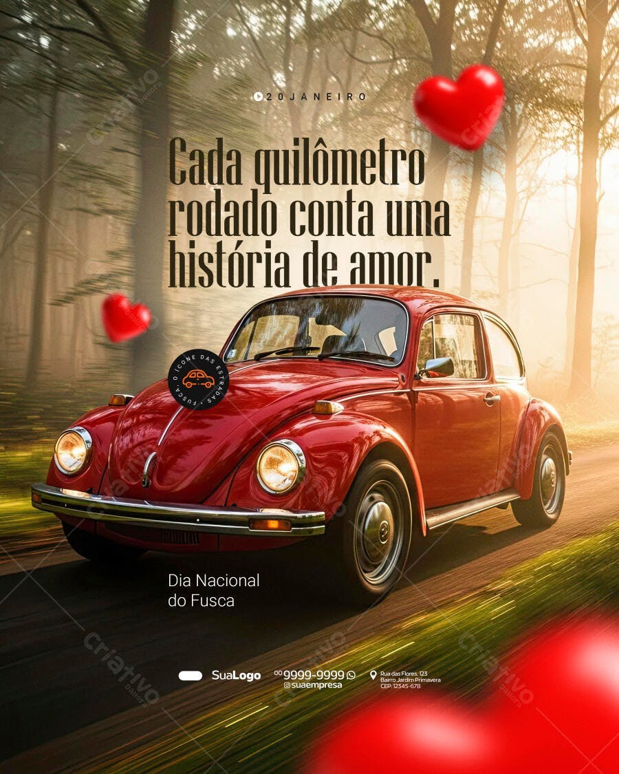 Post Instagram Dia Nacional do Fusca PSD Editável