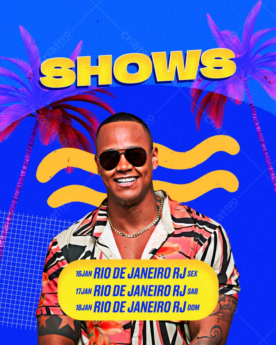 Post Instagram Shows Verão Rio de Janeiro PSD Editável