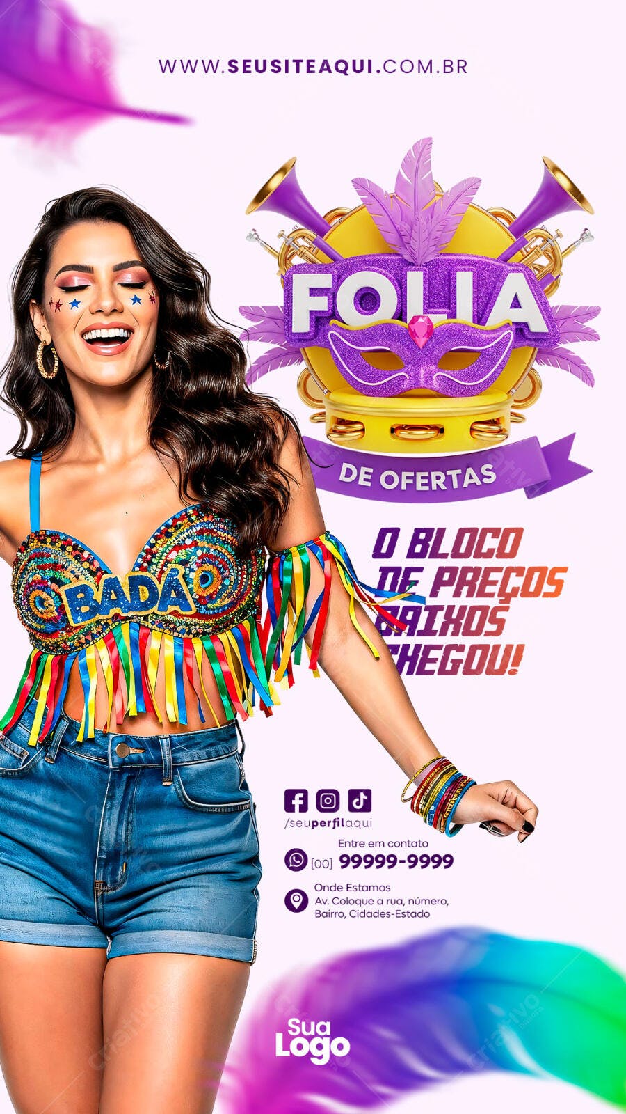 Story Instagram Carnaval Folia de Ofertas PSD Editável