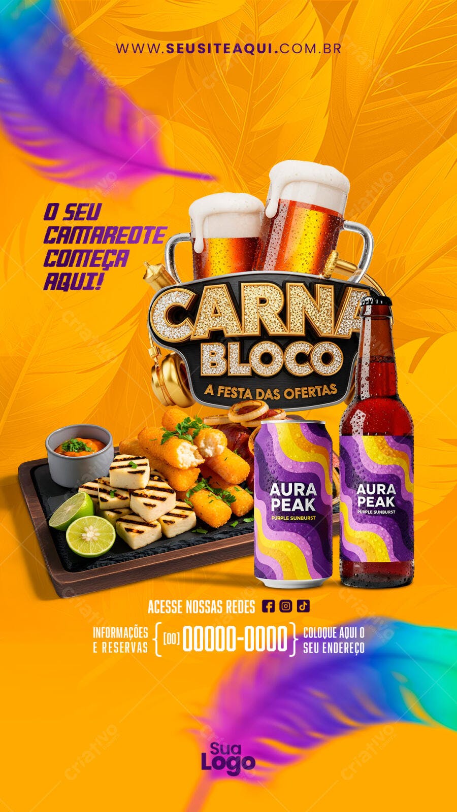 Story Instagram Carnaval Bloco Cerveja PSD Editável