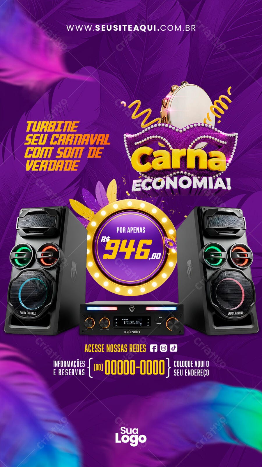 Story Instagram Carnaval Som e Economia PSD Editável