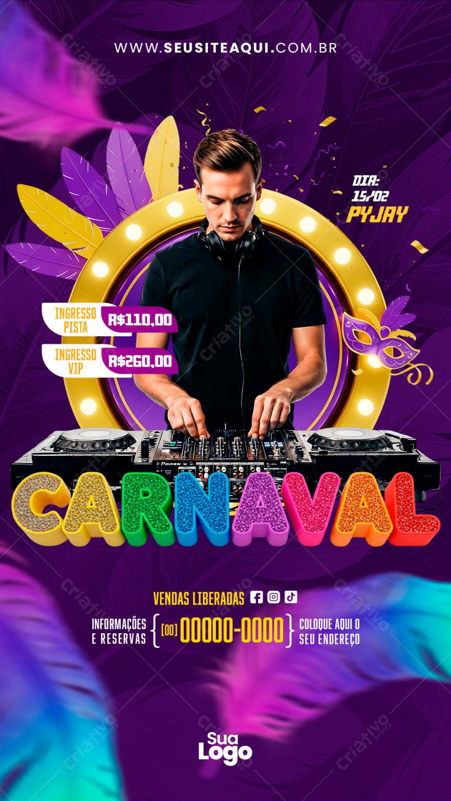 Story Instagram Carnaval Balada DJ PSD Editável