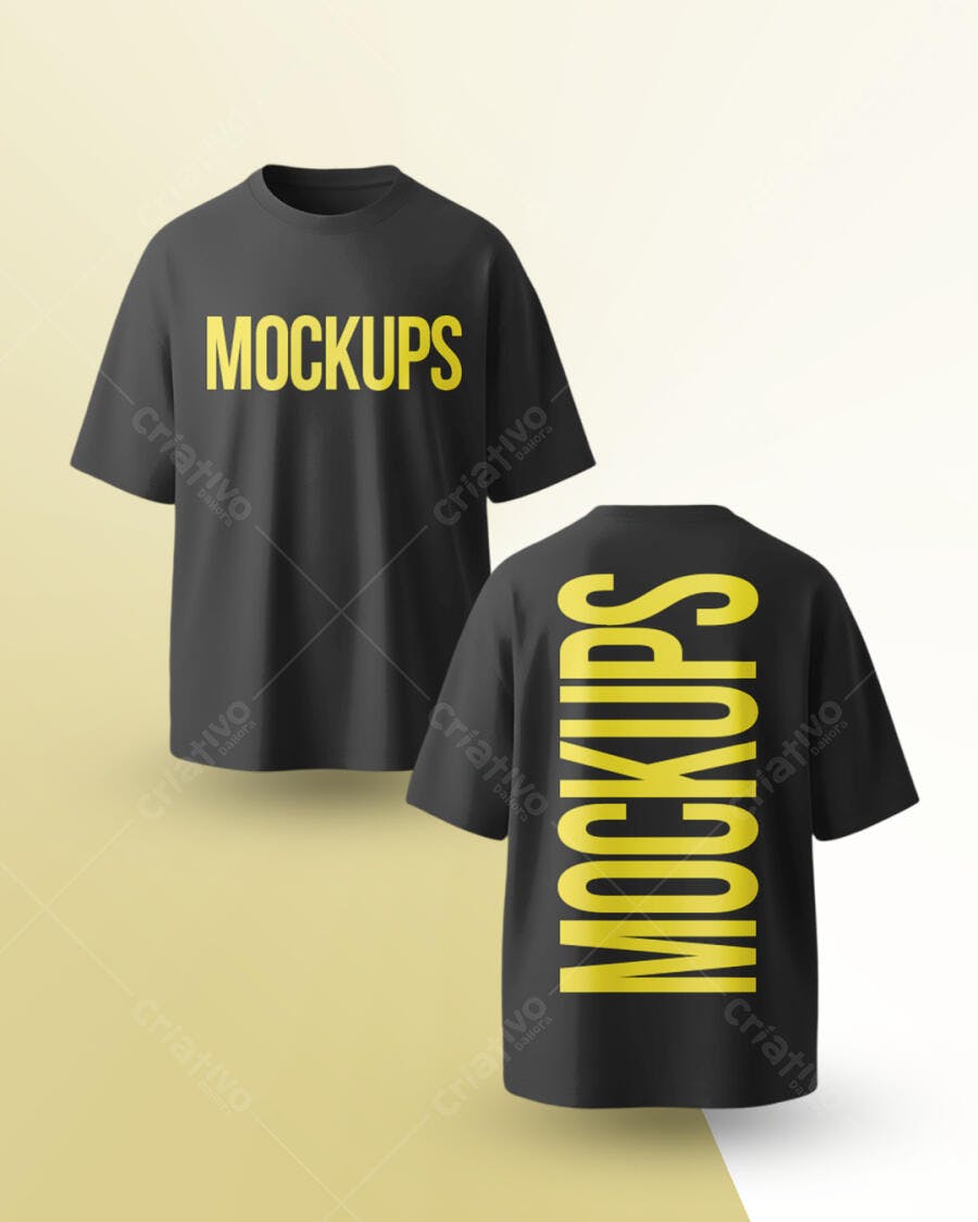 Mockup Camiseta Oversized Preta Frente e Verso PSD Editável