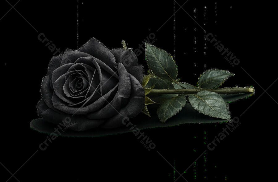 Rosa Negra Gótica Elegante Fundo Escuro PSD Editável