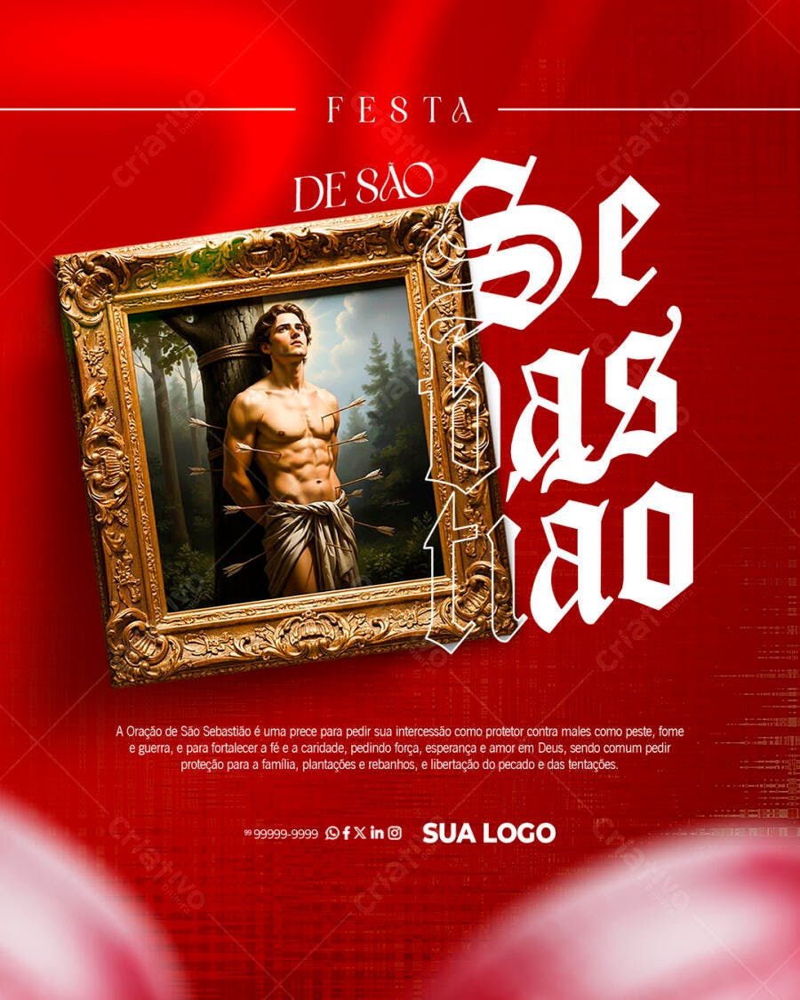 Post Festa de São Sebastião Redes Sociais PSD Editável