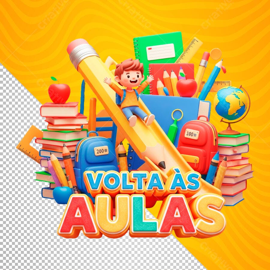 Volta às Aulas Criança Estudante PSD Editável