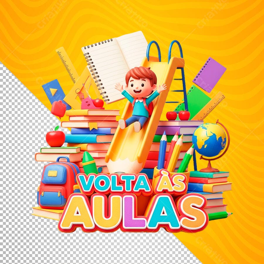 Volta às Aulas Crianças Escola PSD Editável
