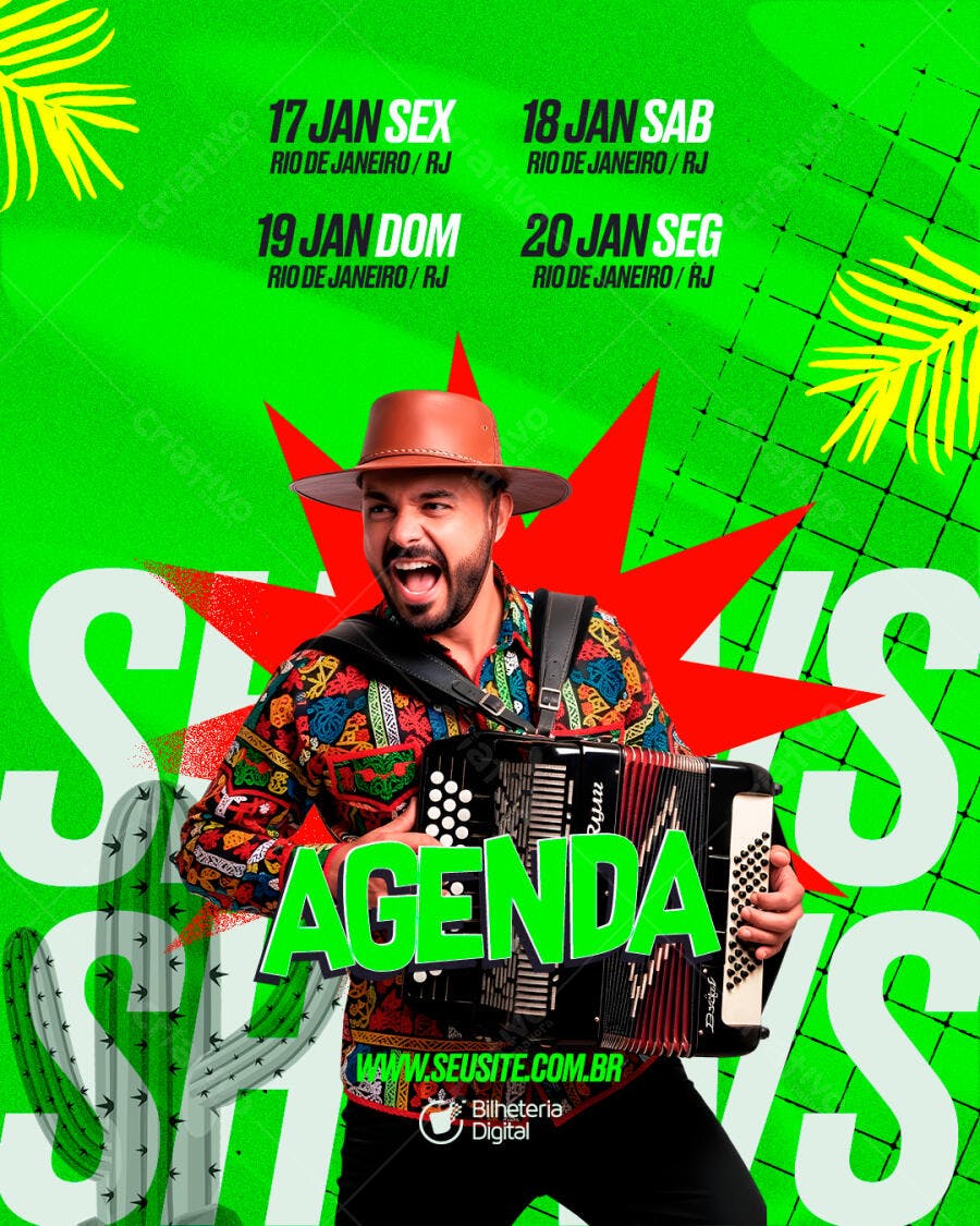 Flyer Agenda Shows Forró Sertanejo PSD Editável
