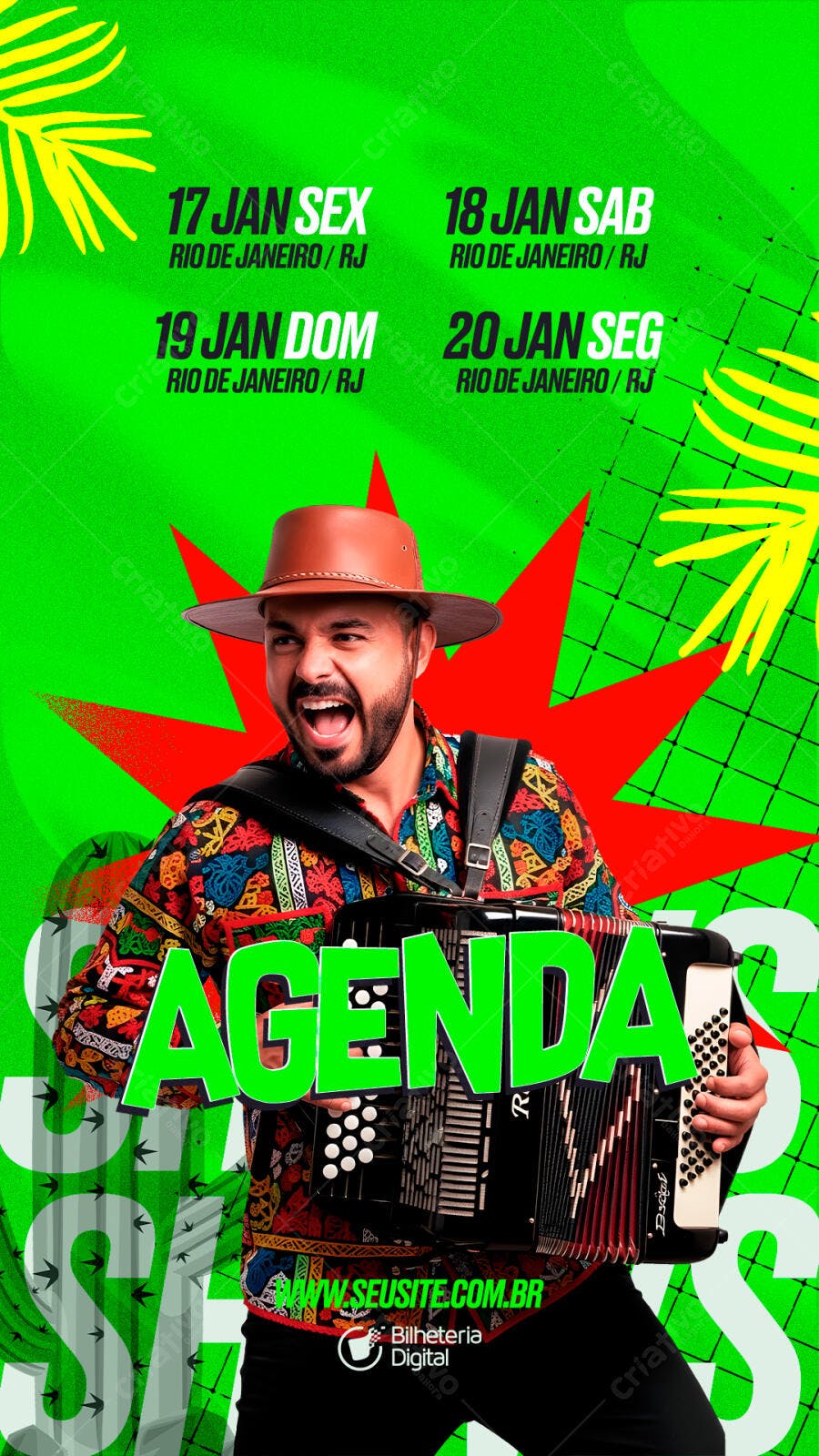 Story Agenda Show Música Forró PSD Editável