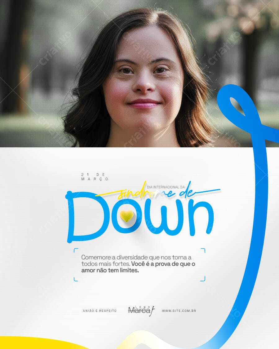 Post Instagram Dia Internacional da Síndrome de Down PSD Editável