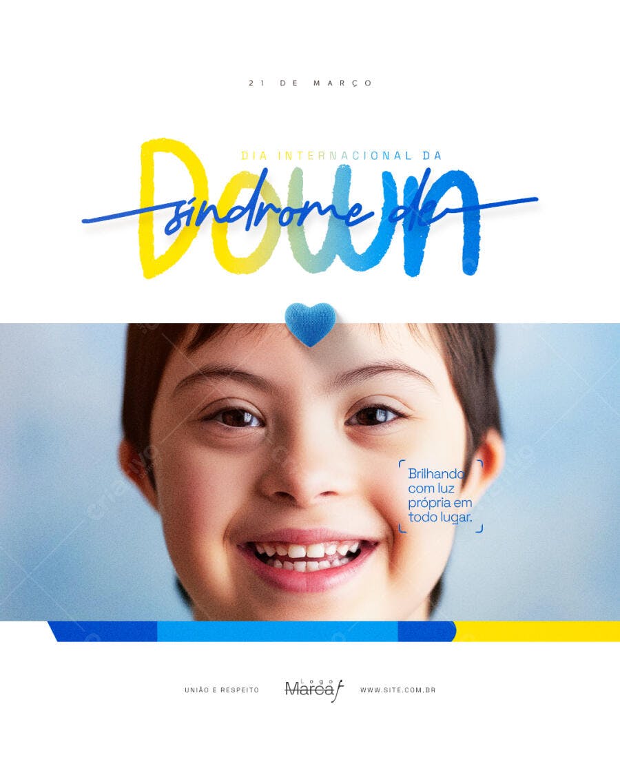 Post Instagram Dia Internacional da Síndrome de Down PSD Editável