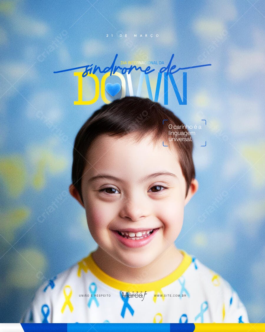 Post Instagram Dia da Síndrome de Down 21 de Março PSD Editável