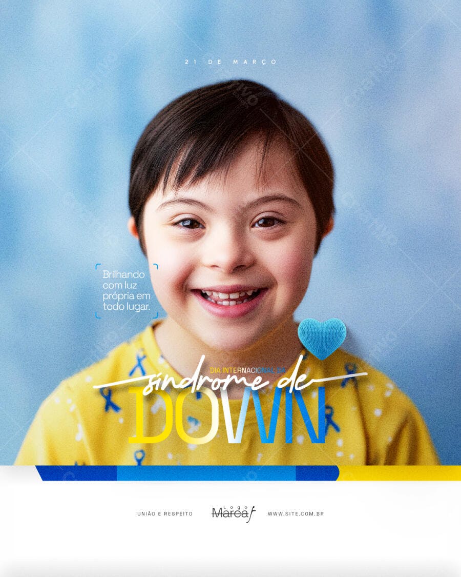 Post Instagram Dia Internacional da Síndrome de Down PSD Editável