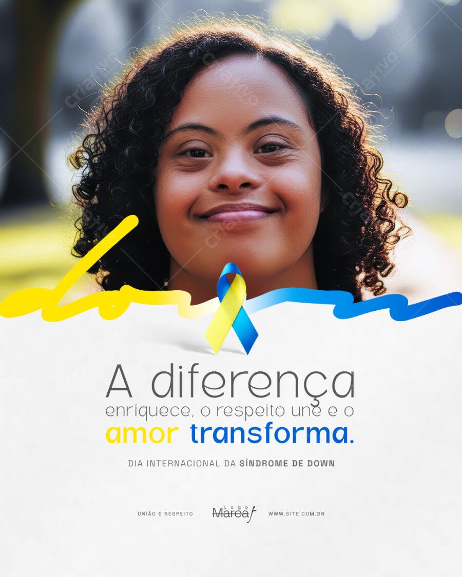 Post Dia Internacional da Síndrome de Down PSD Editável