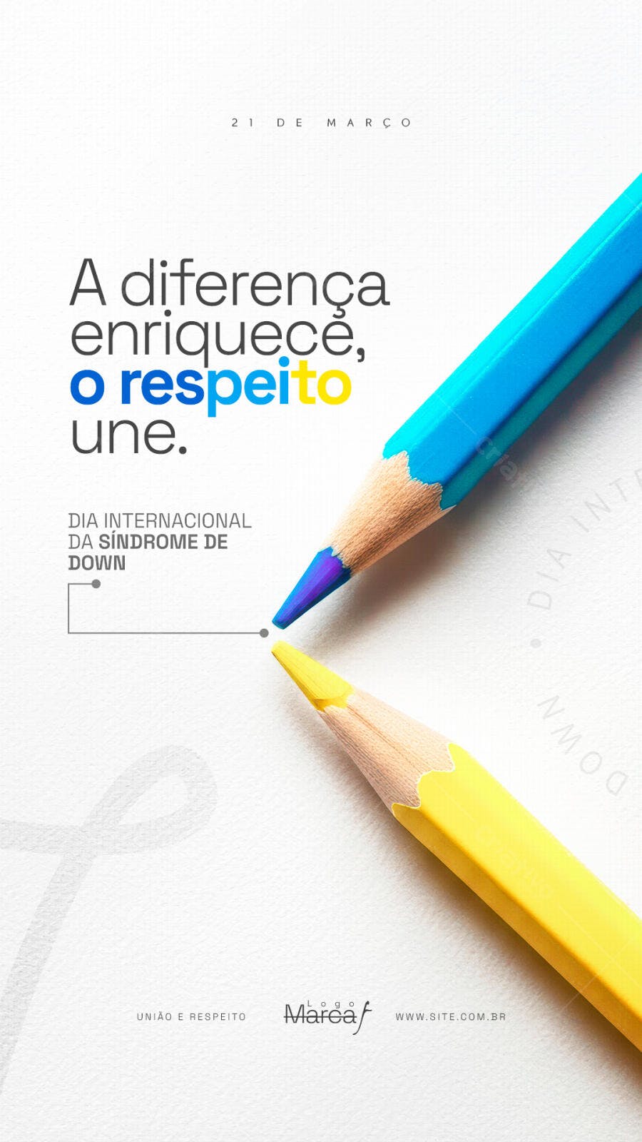 Post Instagram Dia Internacional da Síndrome de Down Março PSD Editável