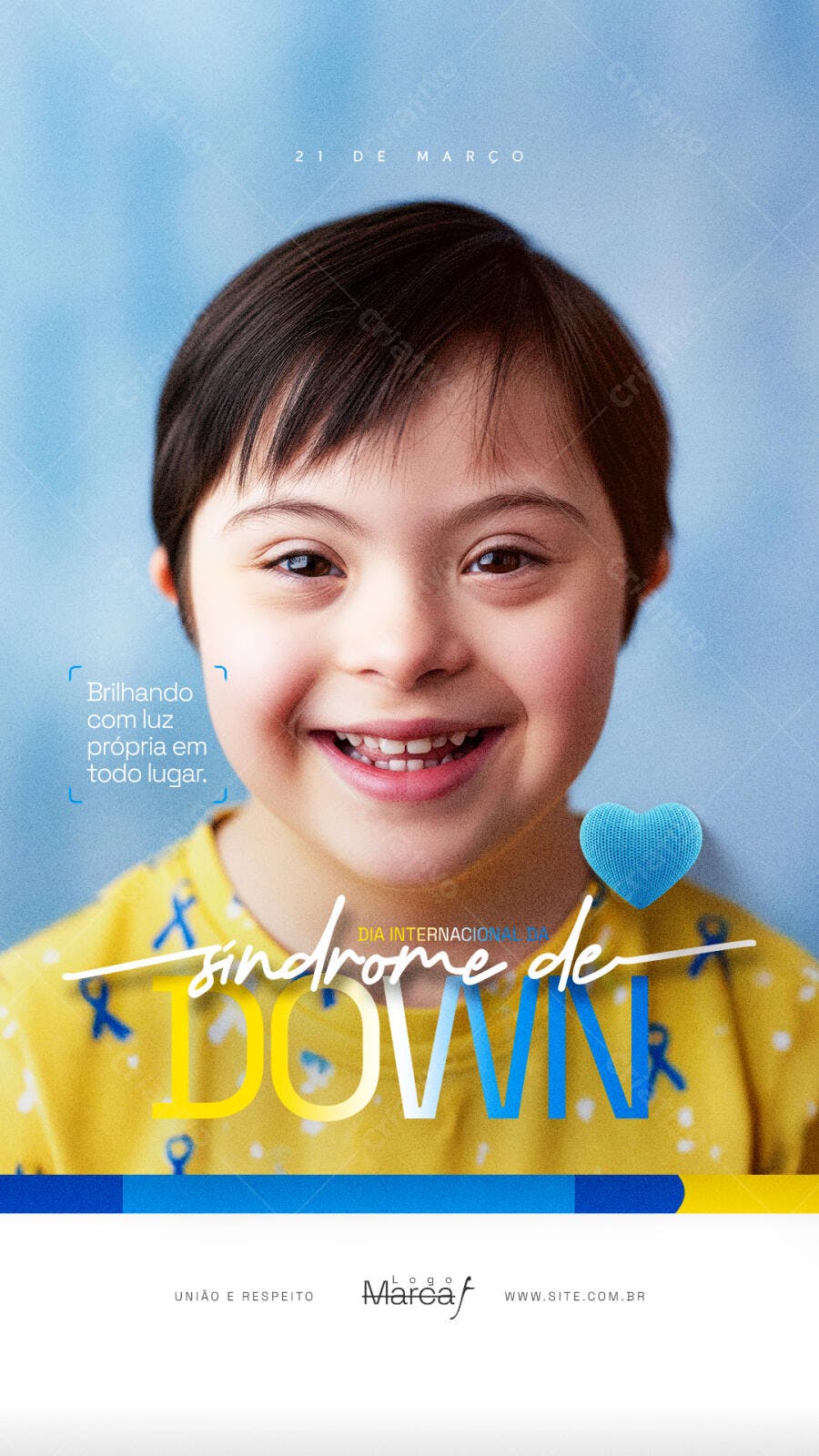 Post Dia Internacional da Síndrome de Down 21 de Março PSD Editável
