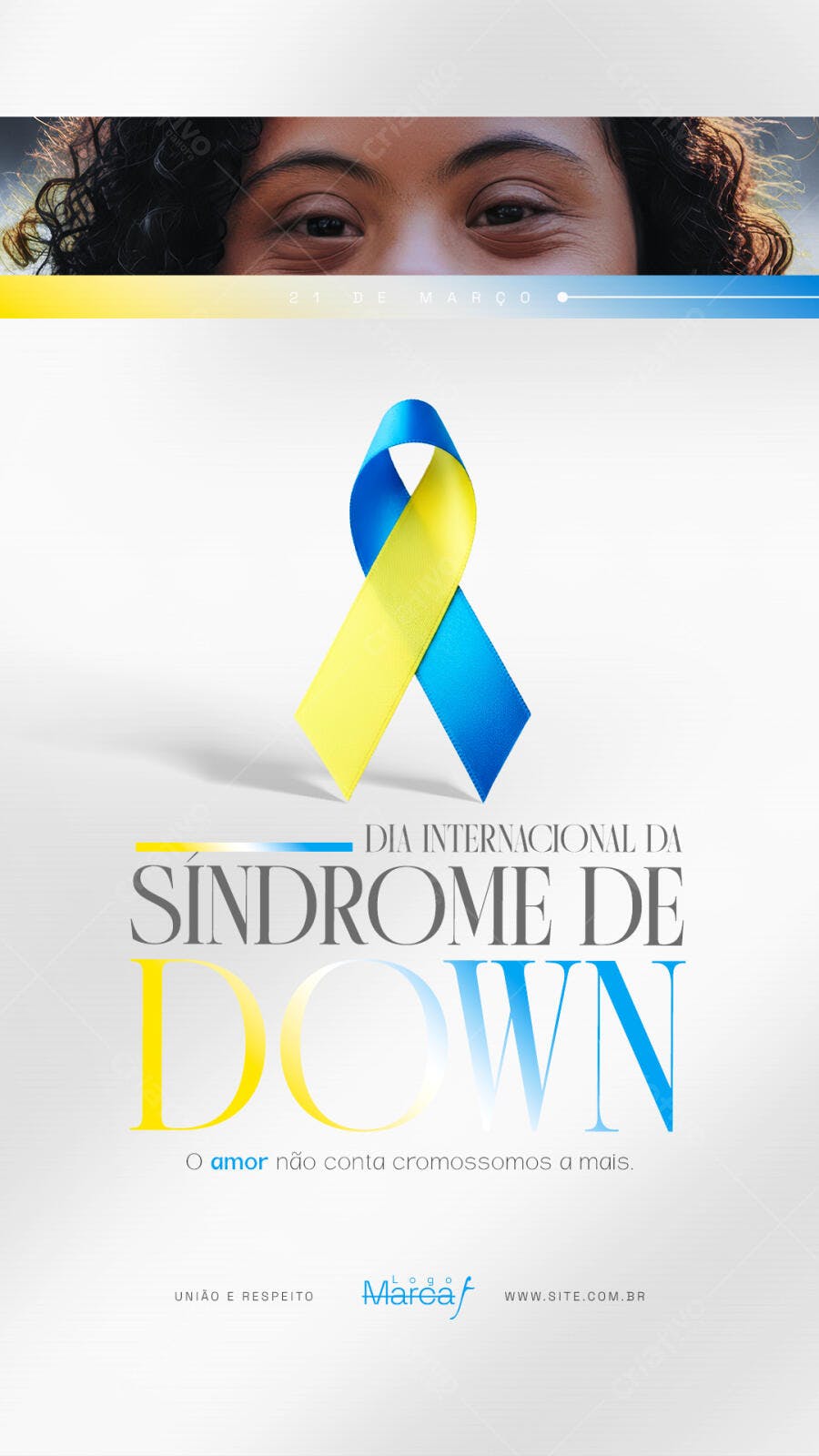 Post Dia Internacional da Síndrome de Down PSD Editável