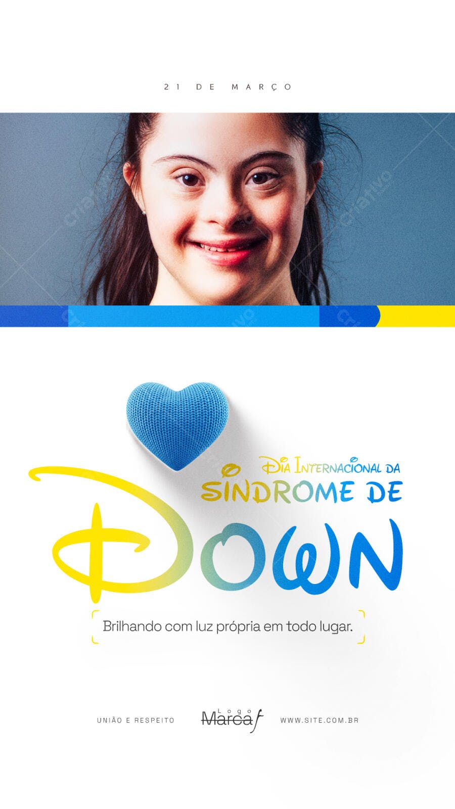 Post Instagram Dia Internacional da Síndrome de Down PSD Editável