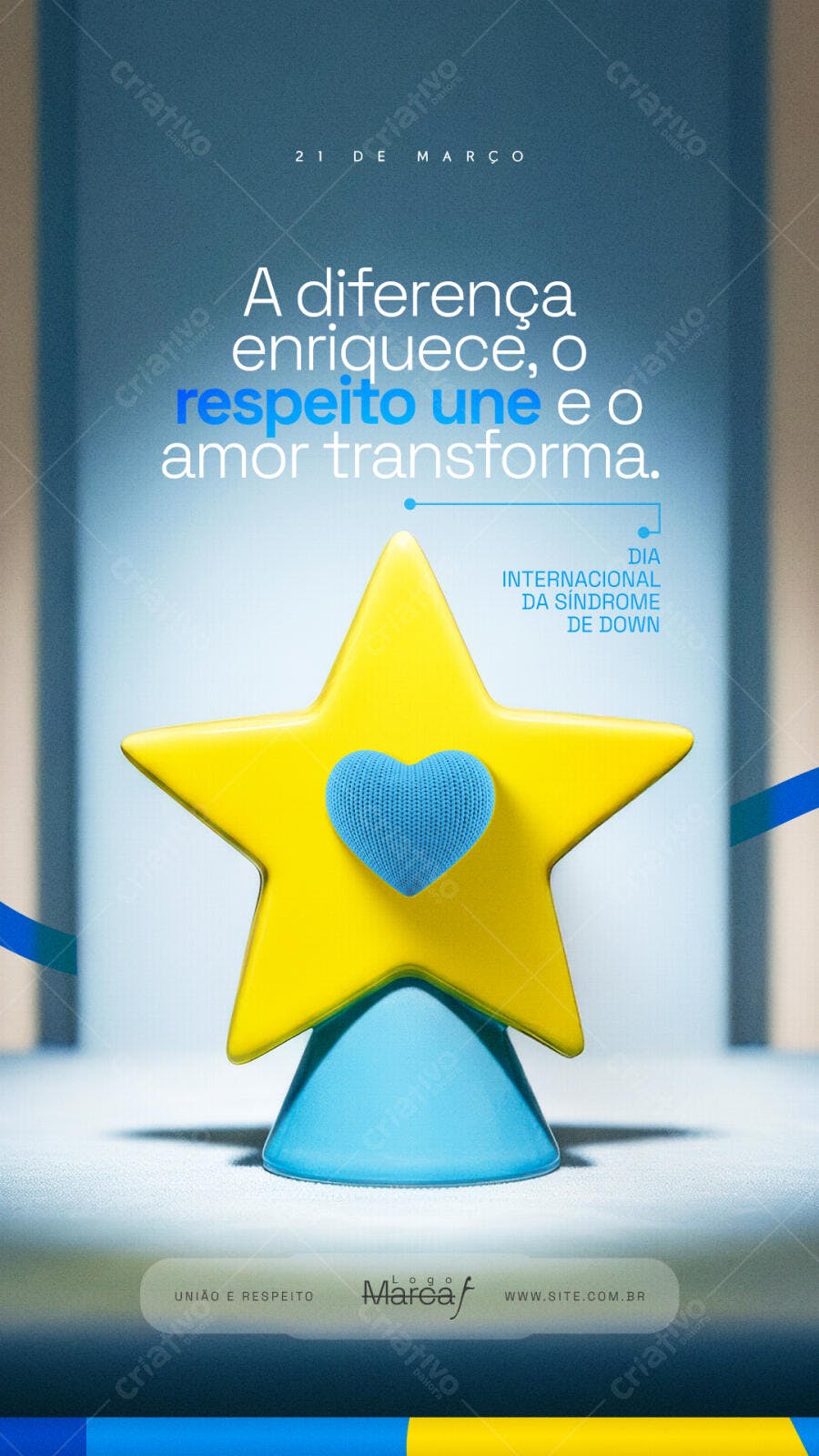 Flyer Digital Dia Internacional da Síndrome de Down PSD Editável