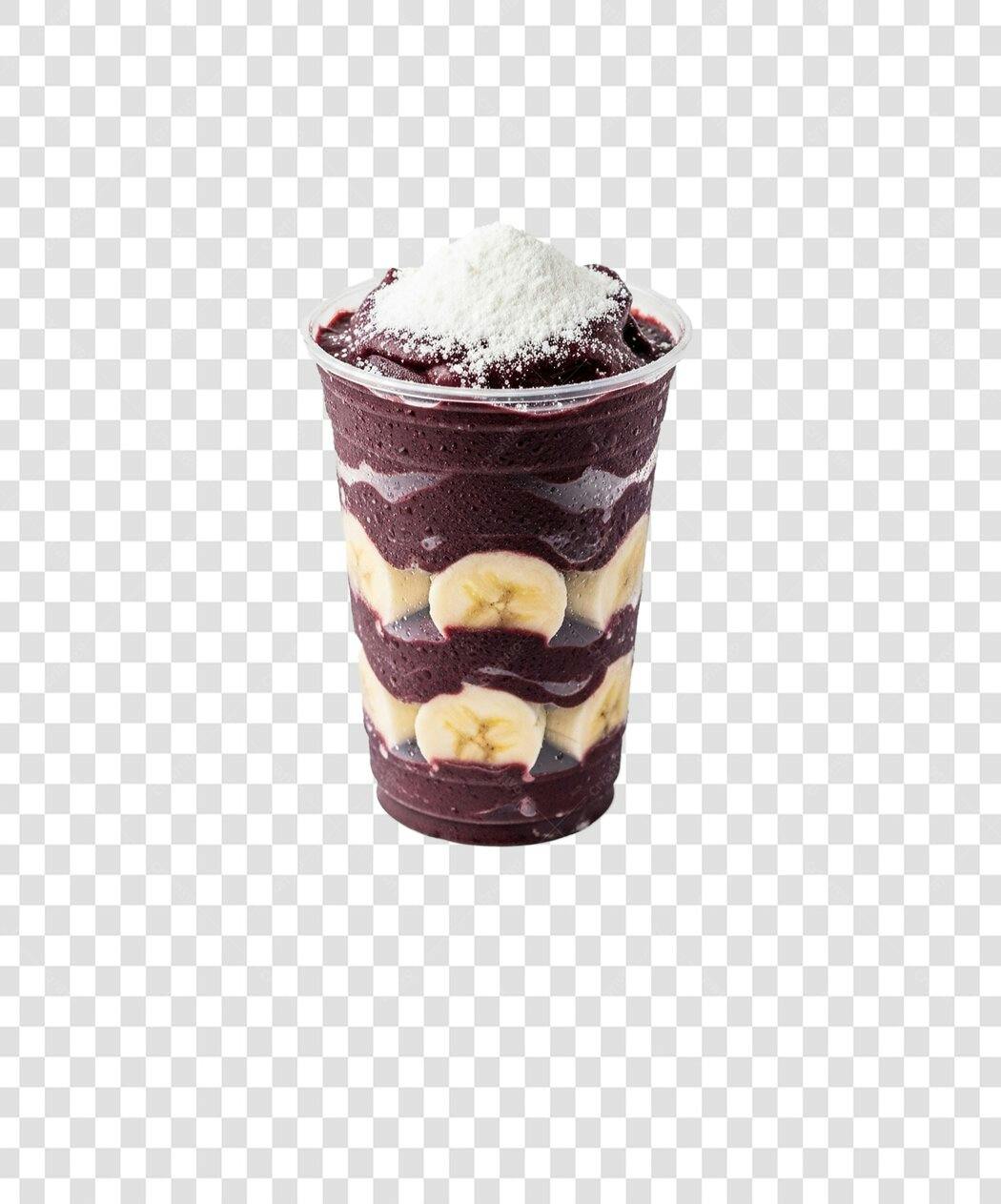 Foto Recortada Açaí com Banana e Leite em Pó PNG Fundo Transparente