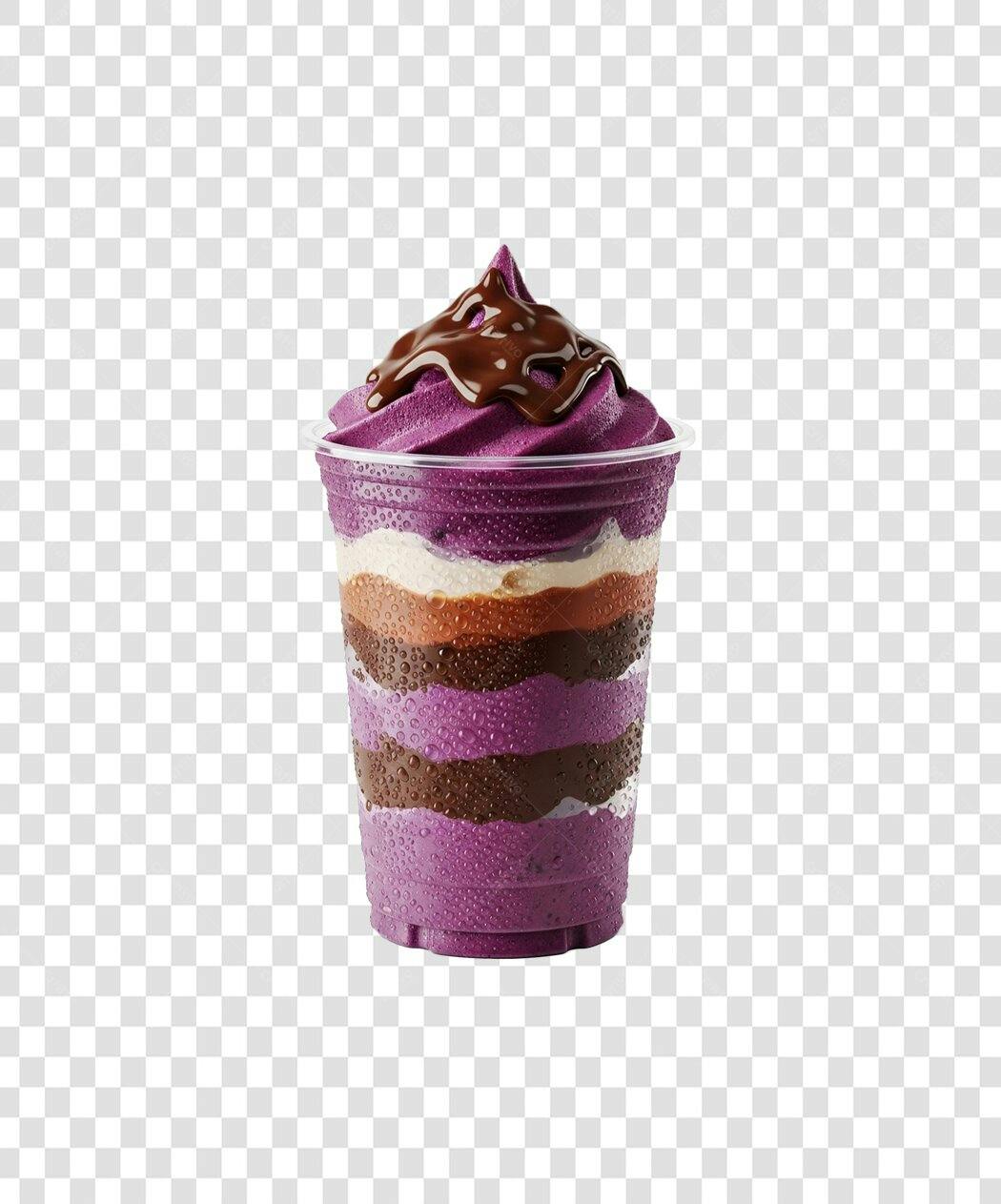 Foto Recortada Açaí com Calda Chocolate PNG Fundo Transparente