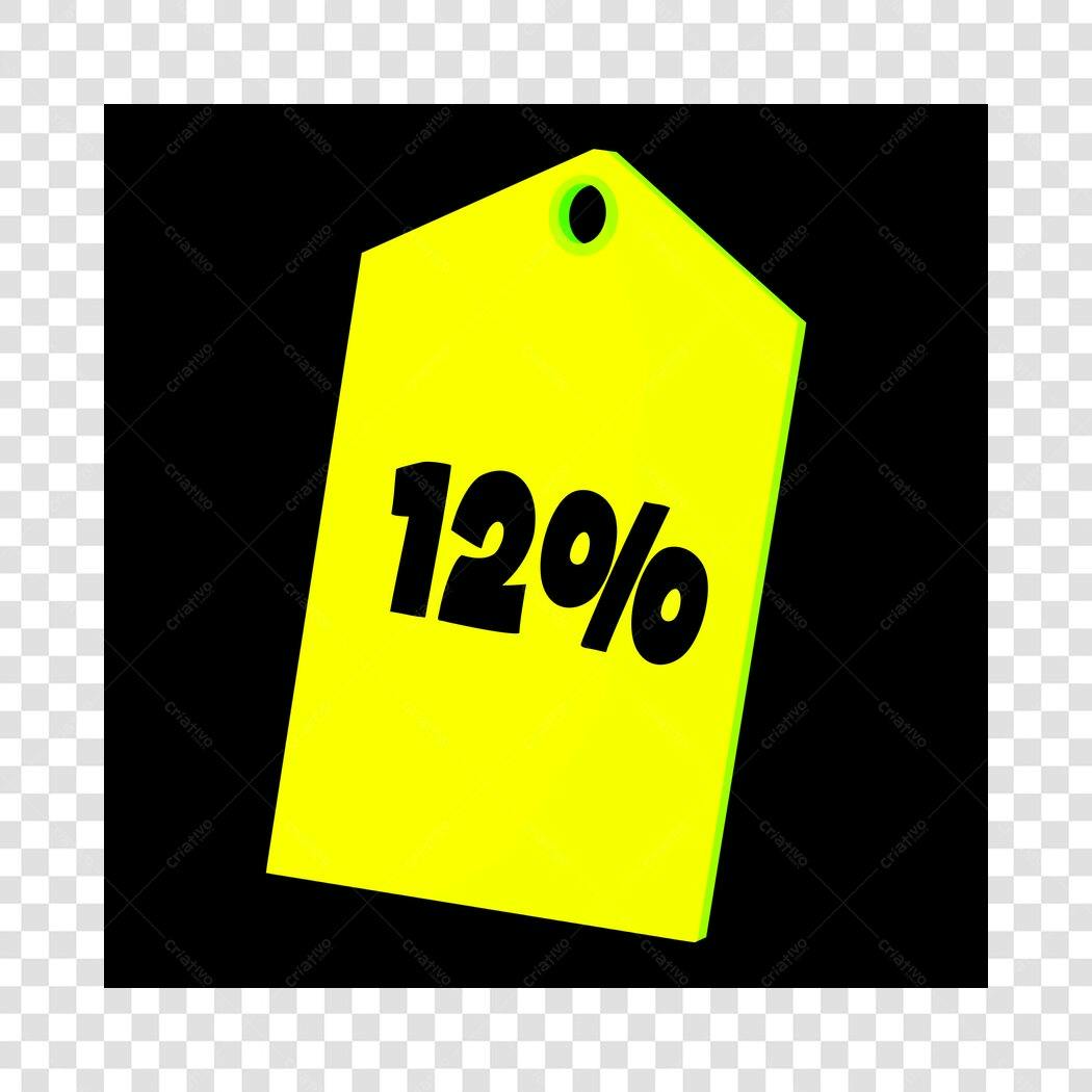 Elemento Decorativo Etiqueta Amarela 12% Desconto PNG Fundo Transparente