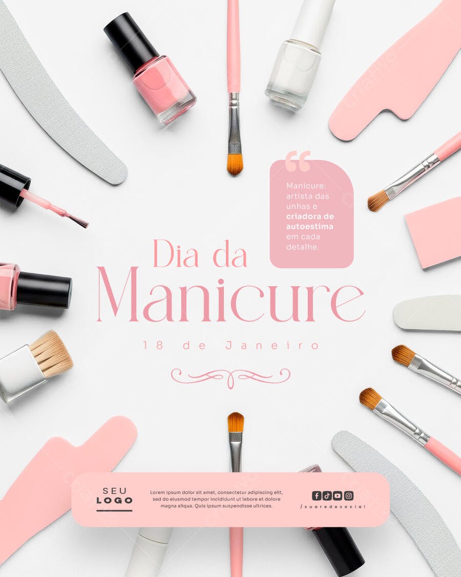 Flyer Dia da Manicure 18 de Janeiro PSD Editável
