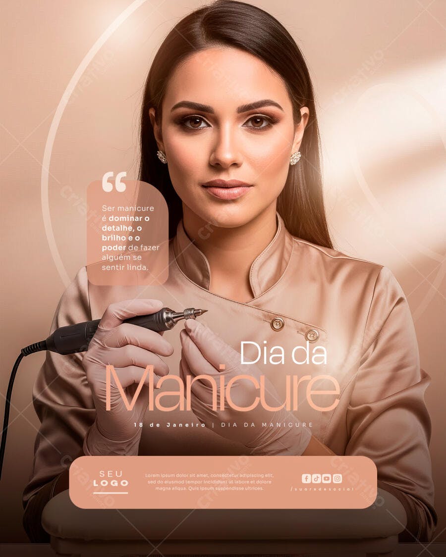 Flyer Profissional Dia da Manicure Mulher Nail Designer PSD Editável