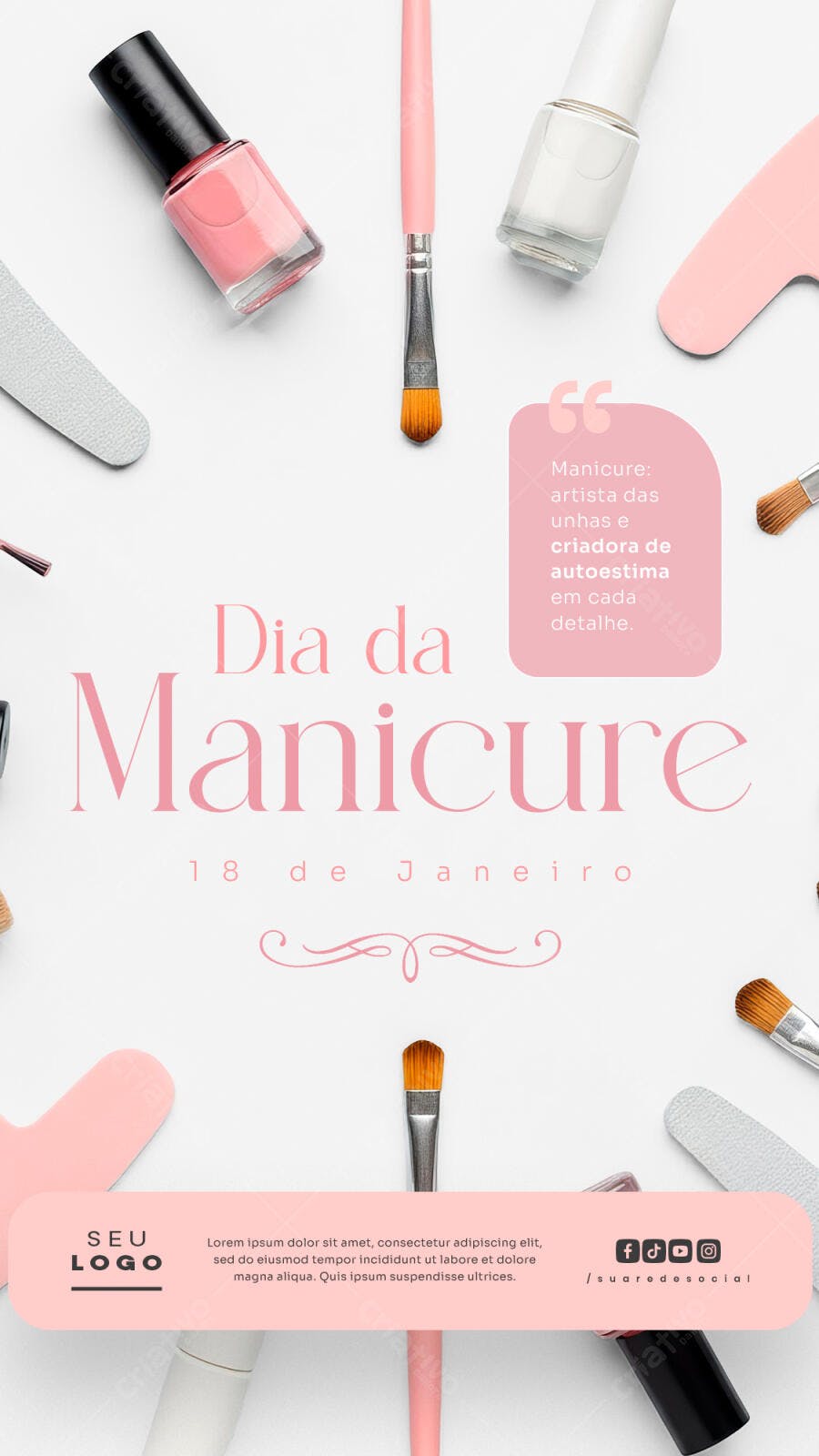 Flyer Dia da Manicure 18 de Janeiro PSD Editável