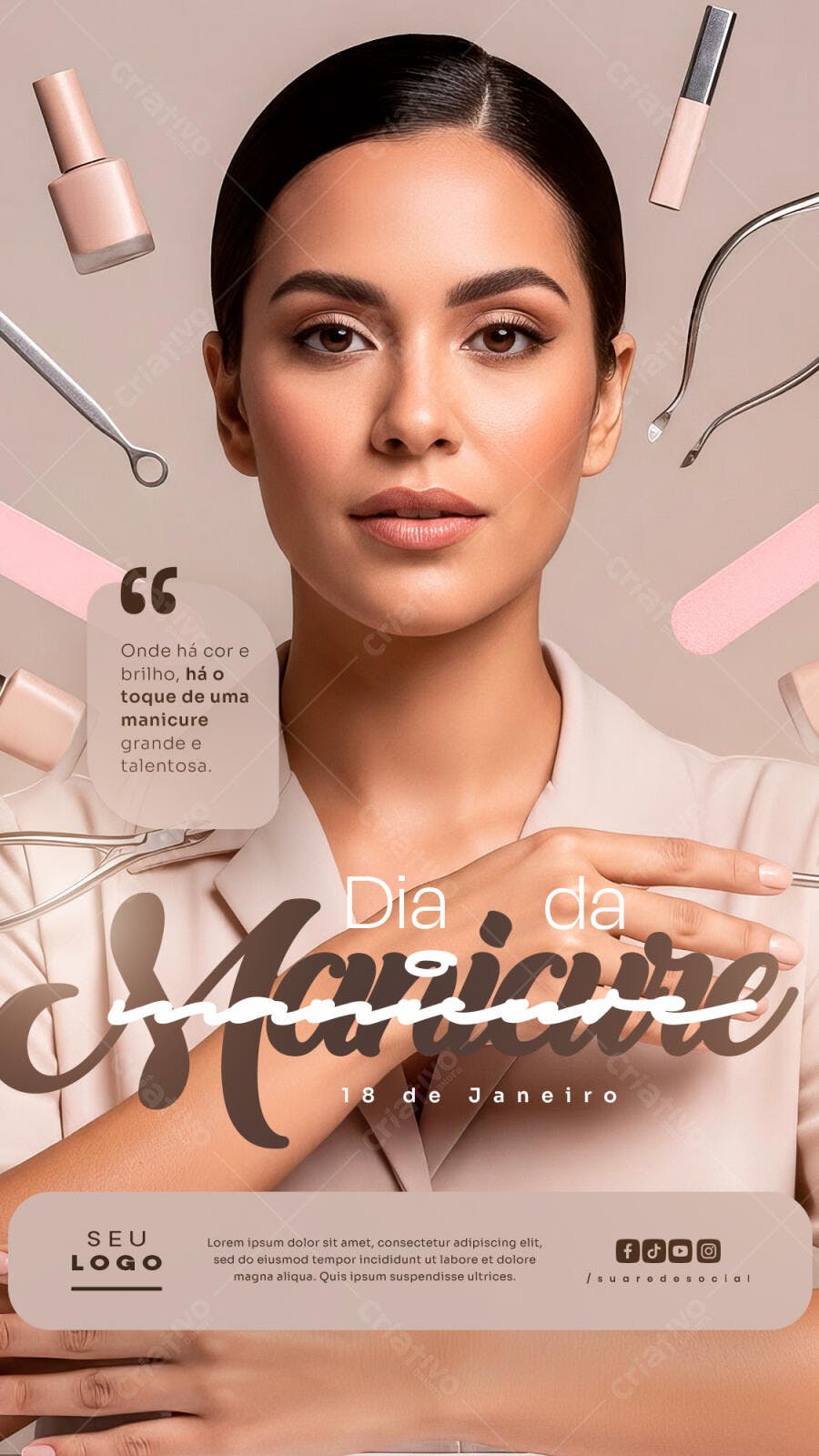 Flyer para Dia da Manicure 18 de Janeiro PSD Editável